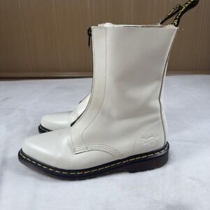 Dr Martens Zeta Zip Front Boots White Leather Womens 8 Mens 6 EU 39
